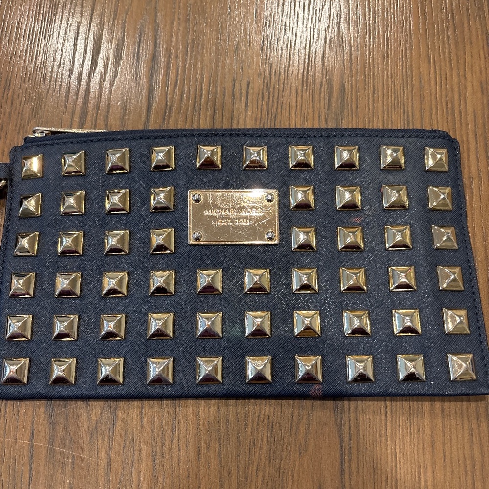 Michael Kors Navy stud clutch bag